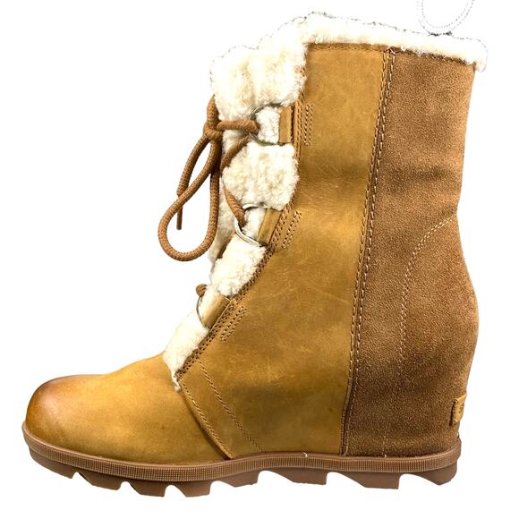 Sorel Women’s Joan Of Arctic Wedge II Brown Shearling Boots Size US 11 - Picture 2 of 10